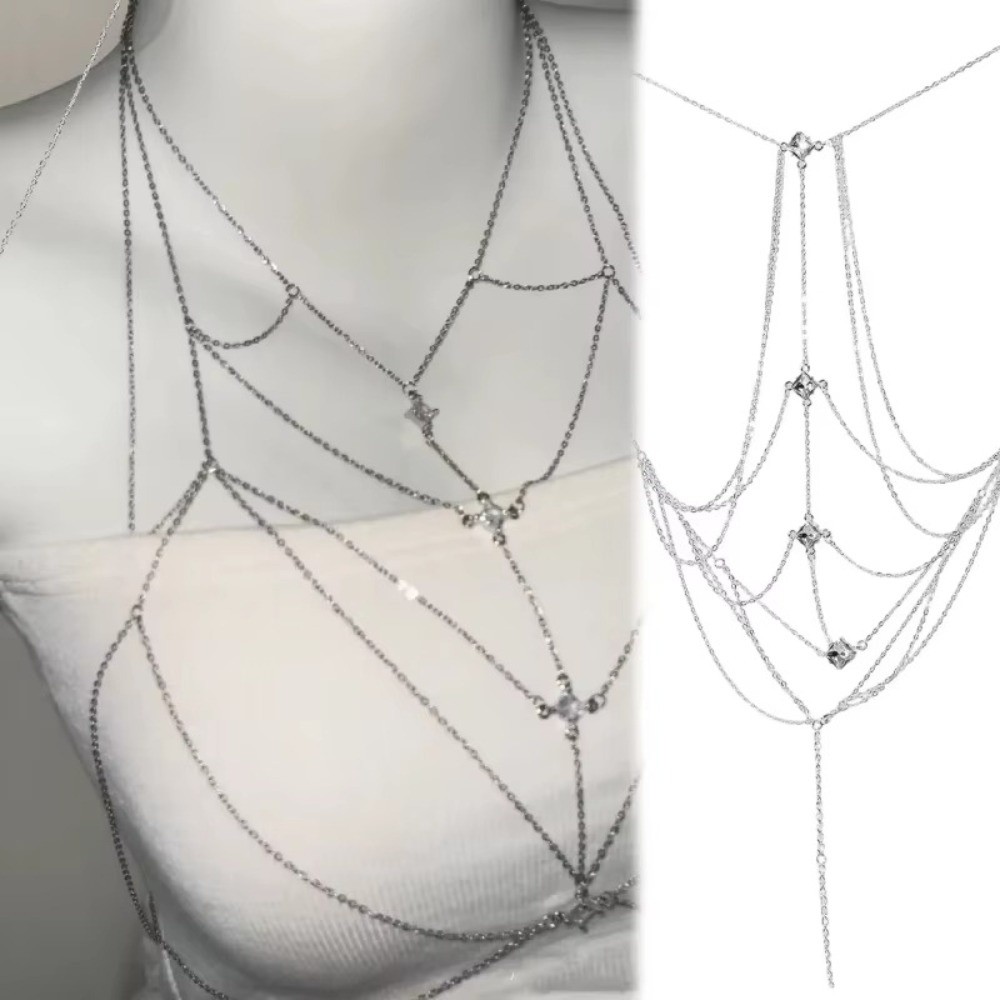 Body Jewelry Luxury - 글리터 라인스톤 버스트 체인 멀티레이어 럭셔리