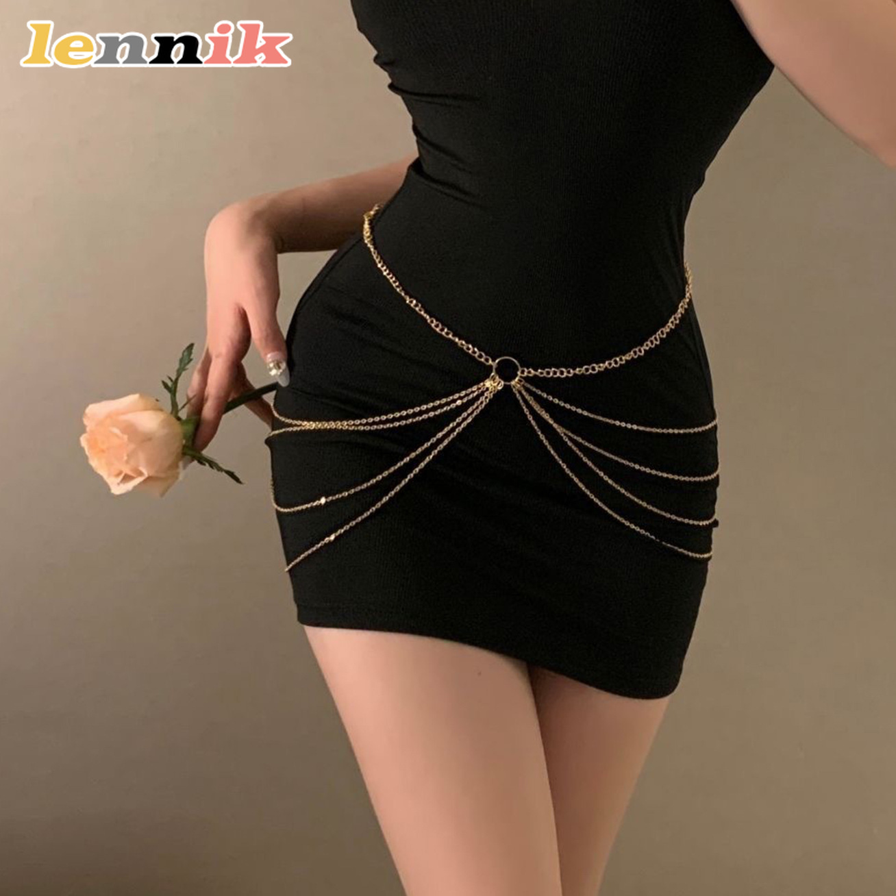 Body Jewelry Women - LENNIK 태슬 메탈 멀티 레이어 허리