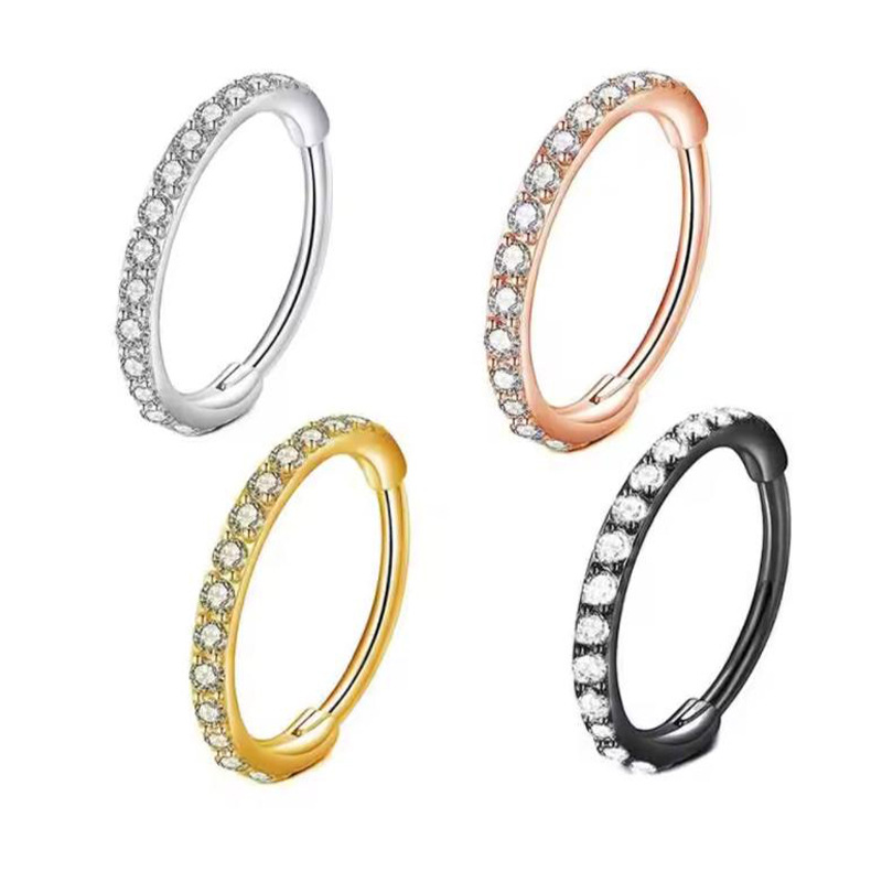 Septum Clicker Ring - 16G 투명 CZ 코링 후프 316L