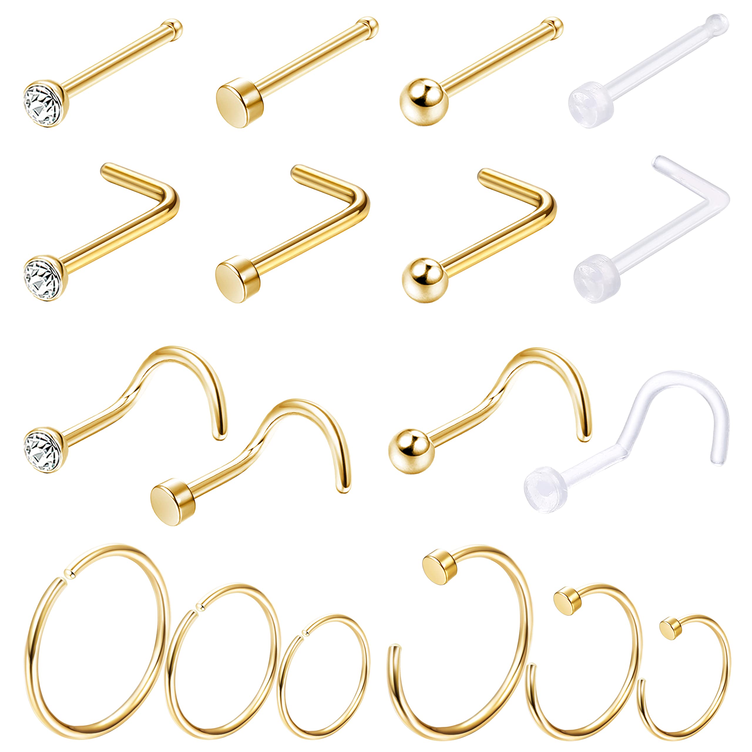 Body Jewelry For Sensitive Skin - 저자극성 코 링 스터드, 민감한 피부용