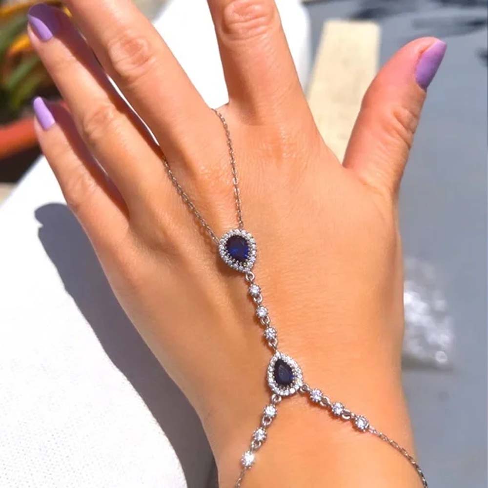 Body Jewelry Dubai - Stonefans 여성용 블루 핸드 쥬얼리, 두바이
