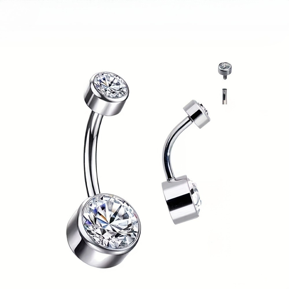 Body Jewelry For Sensitive Skin - 1개 저자극성 스테인리스 스틸 지르코니아 배꼽