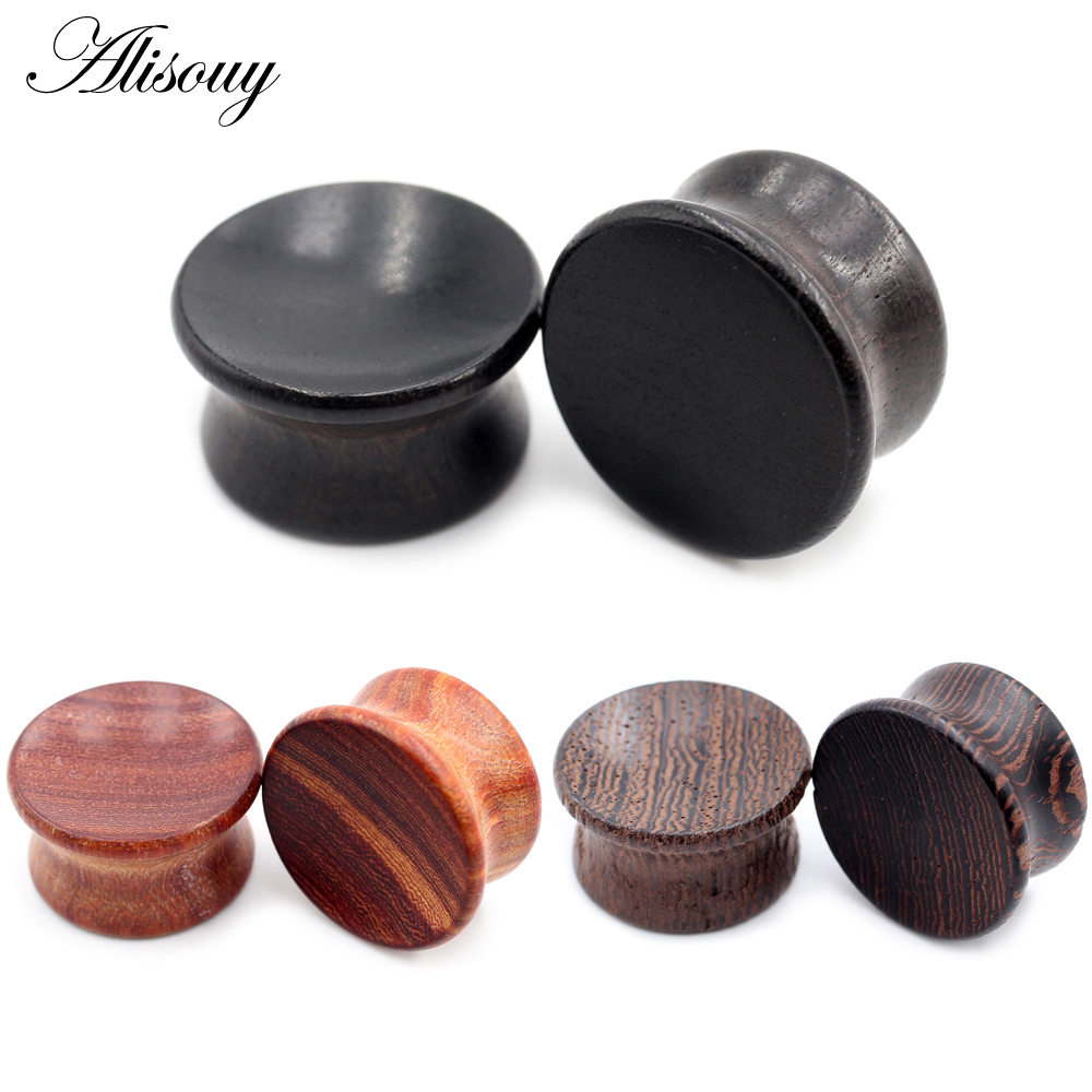 Body Jewelry Gauges - Alisouy 2pcs 6mm-20mm 오목한 천연 나무