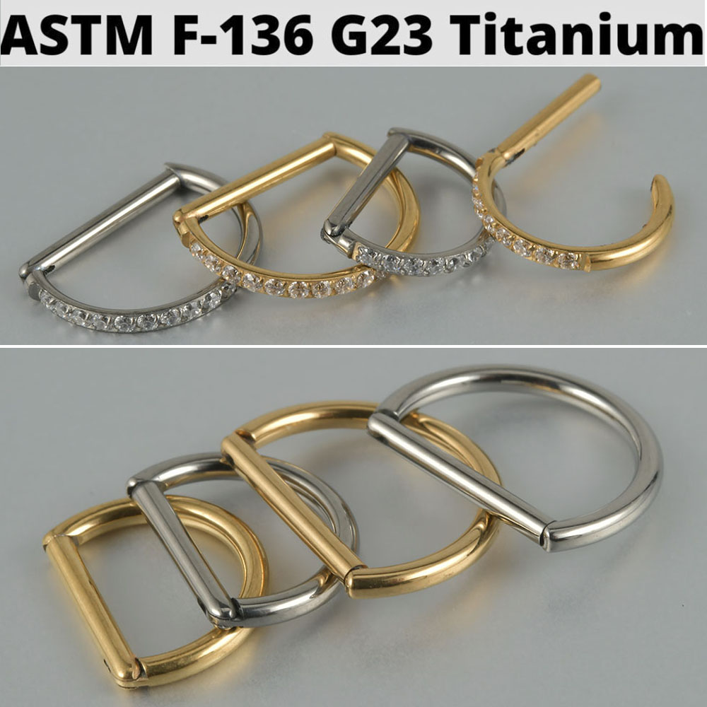 Septum Clicker Ring - 1PC D 모양 G23 솔리드 티타늄