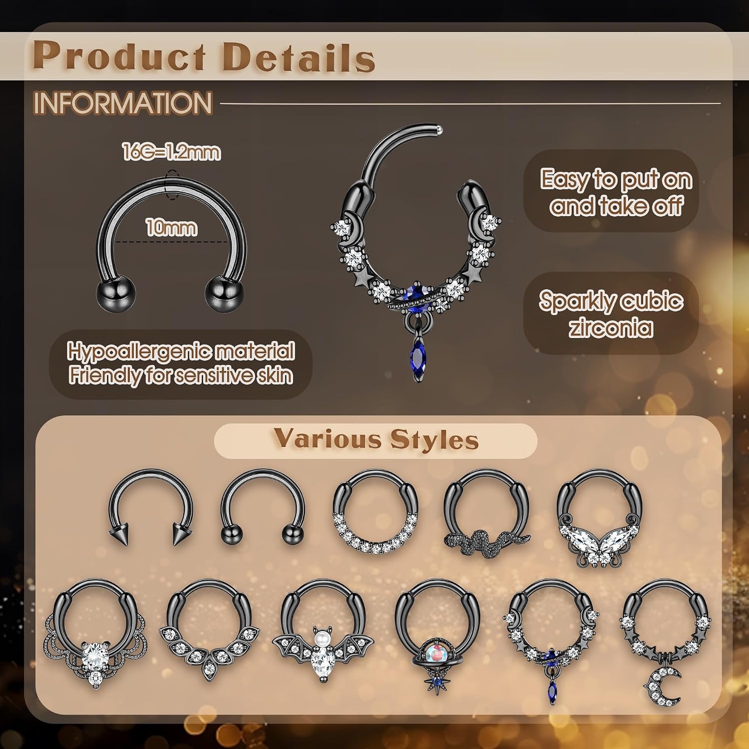 파사코 셉텀 링 셉텀 피어싱 쥬얼리 귀여운 뱀 나비 셉 - Body Jewelry For Sensitive Skin 리뷰 및 가격
