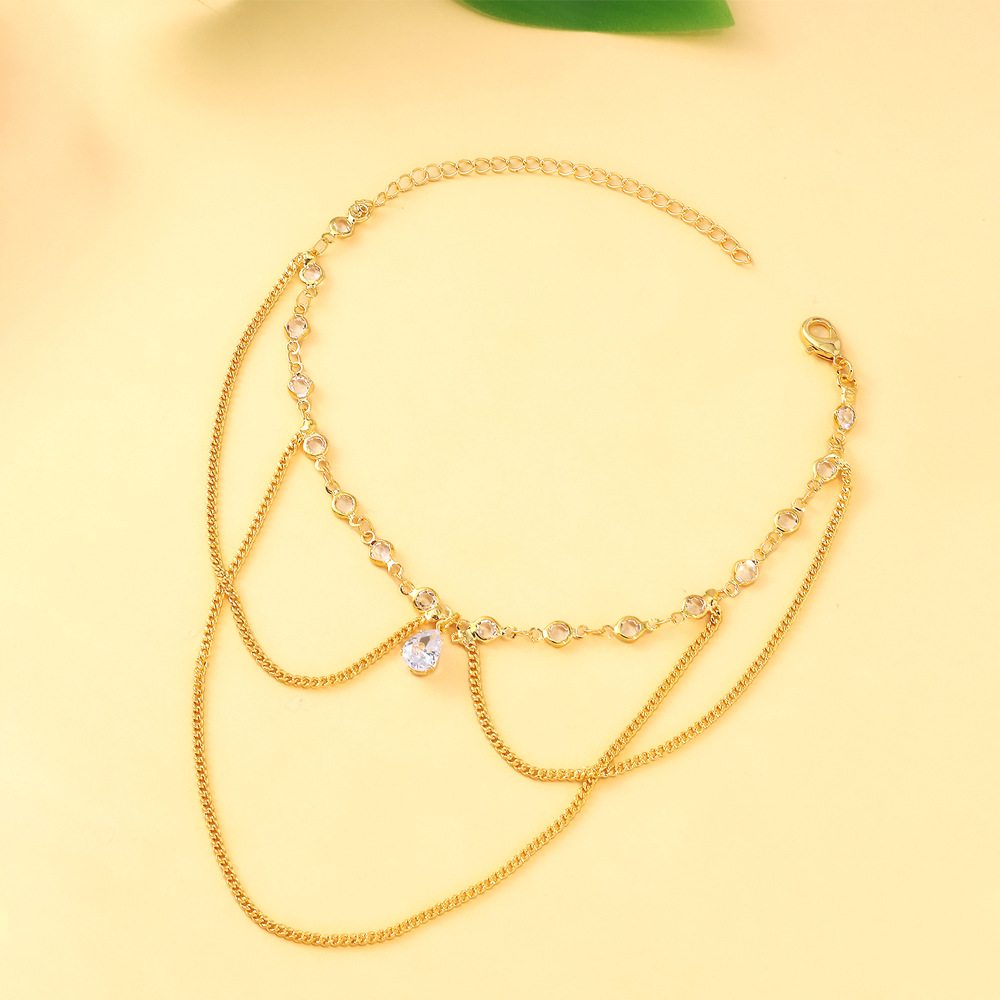 여성용 멀티 레이어 팔찌 체인, 라인스톤 눈물방울 펜던 - Body Jewelry Ideas 리뷰 및 가격