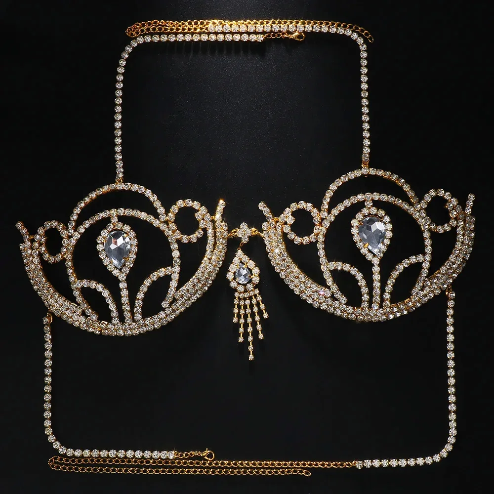 여성용 럭셔리 라인석 비키니 브라, 기하학적 물방울 하 - Body Jewelry Luxury 리뷰 및 가격