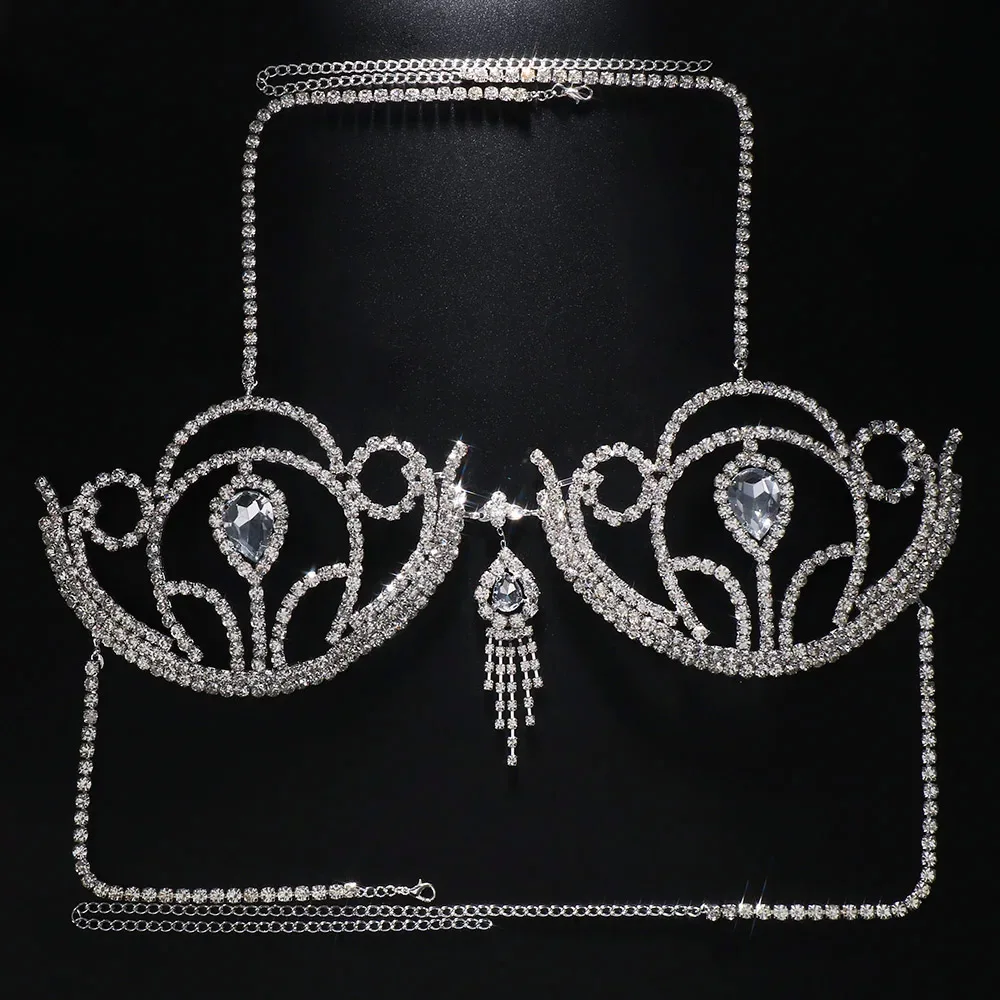 여성용 럭셔리 라인석 비키니 브라, 기하학적 물방울 하 - Body Jewelry Luxury 리뷰 및 가격