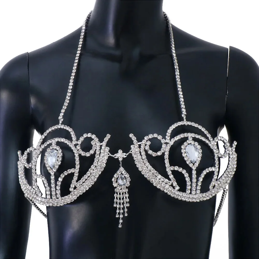 여성용 럭셔리 라인석 비키니 브라, 기하학적 물방울 하 - Body Jewelry Luxury 리뷰 및 가격