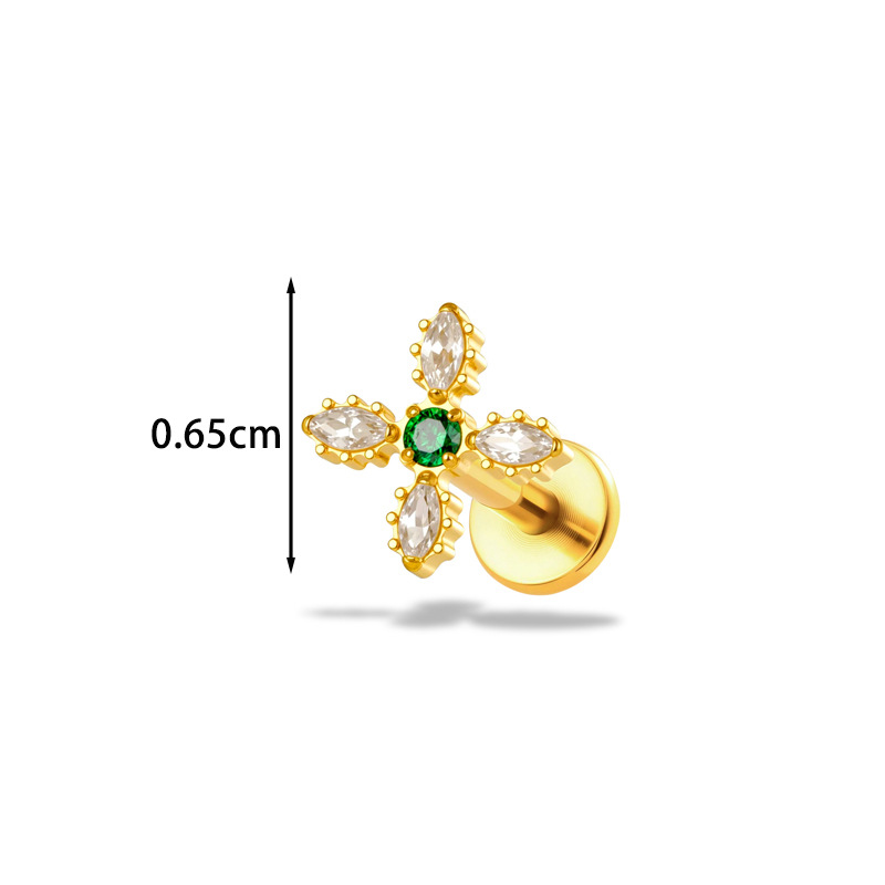 1PC G23 티타늄16G 플라워 CZ 라브렛 스터드  - Body Jewelry Implant Grade 리뷰 및 가격