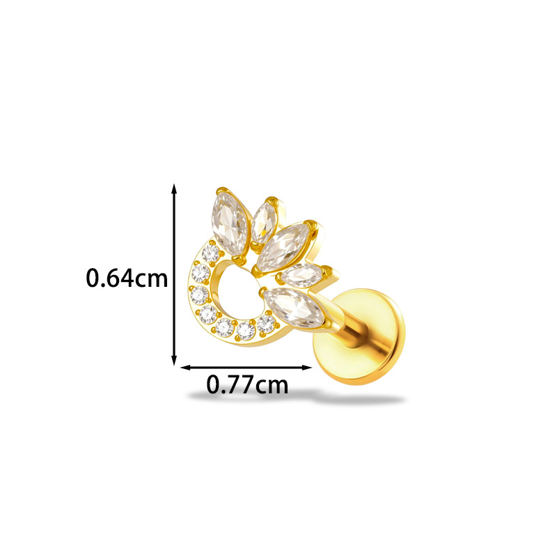 1PC G23 티타늄16G 플라워 CZ 라브렛 스터드  - Body Jewelry Implant Grade 리뷰 및 가격