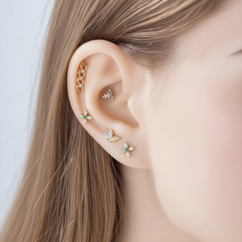1PC G23 티타늄16G 플라워 CZ 라브렛 스터드  - Body Jewelry Implant Grade 리뷰 및 가격