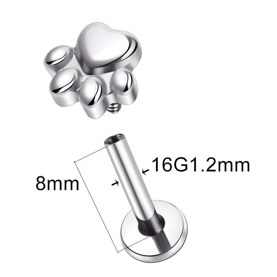 임플란트 등급 티타늄 강아지 발 프린트 스터드 귀걸이, - Body Jewelry Implant Grade 리뷰 및 가격