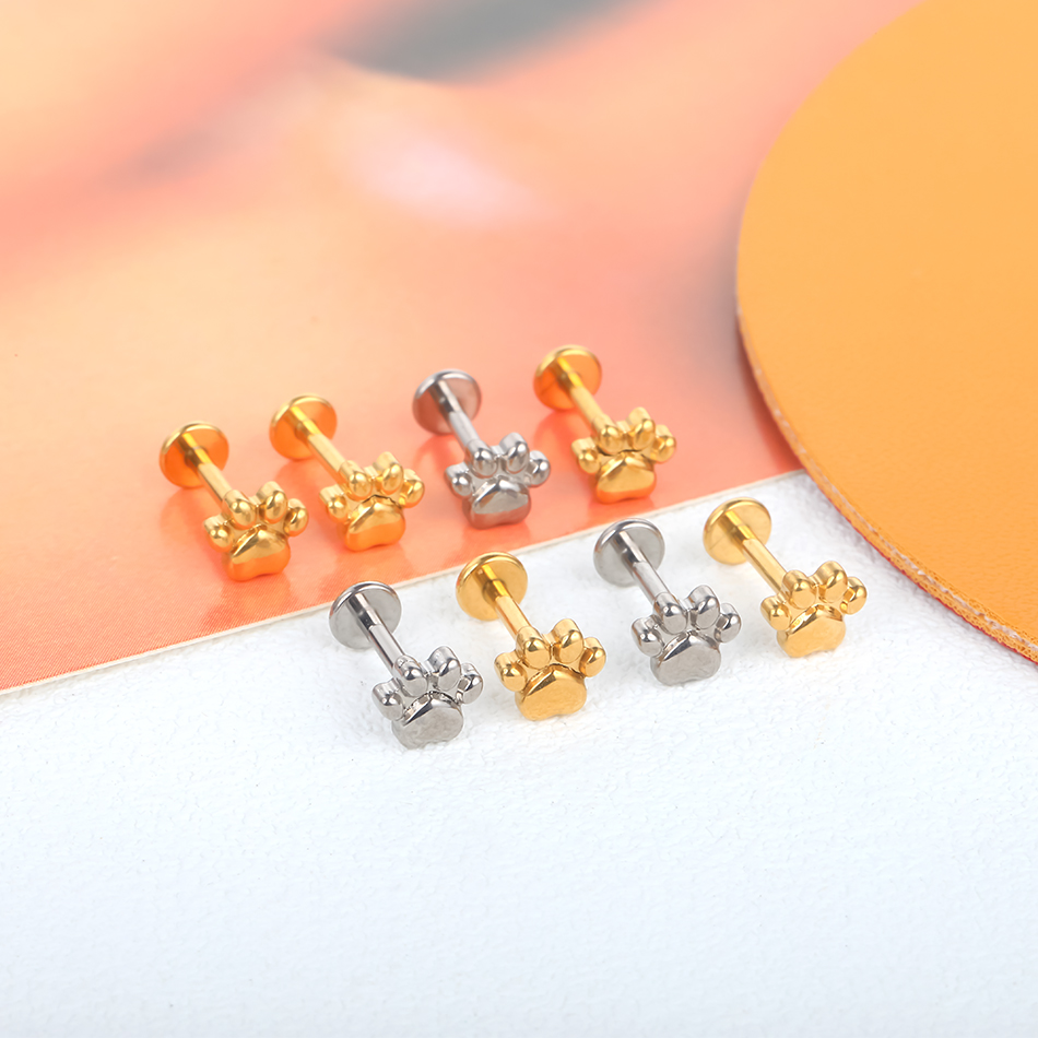임플란트 등급 티타늄 강아지 발 프린트 스터드 귀걸이, - Body Jewelry Implant Grade 리뷰 및 가격
