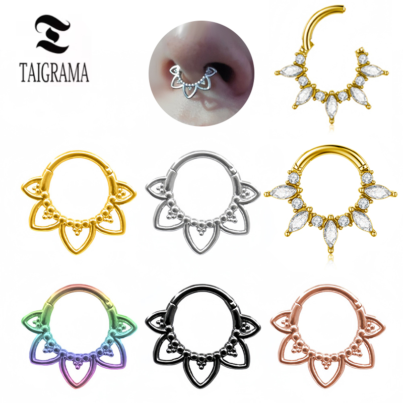 스테인레스 스틸 코 링 꽃 힌지 Septum Click - Clicker Ring Seamless 리뷰 및 가격