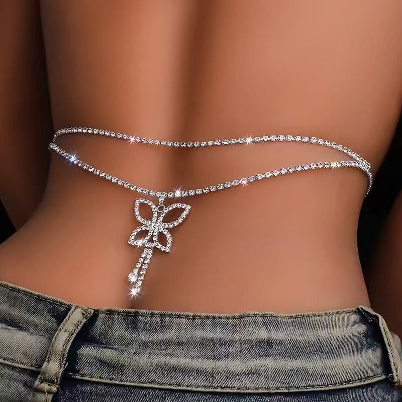 럭셔리 라인스톤 더블 체인 물방울 허리 체인 여성용 바 - Body Jewelry Luxury 리뷰 및 가격