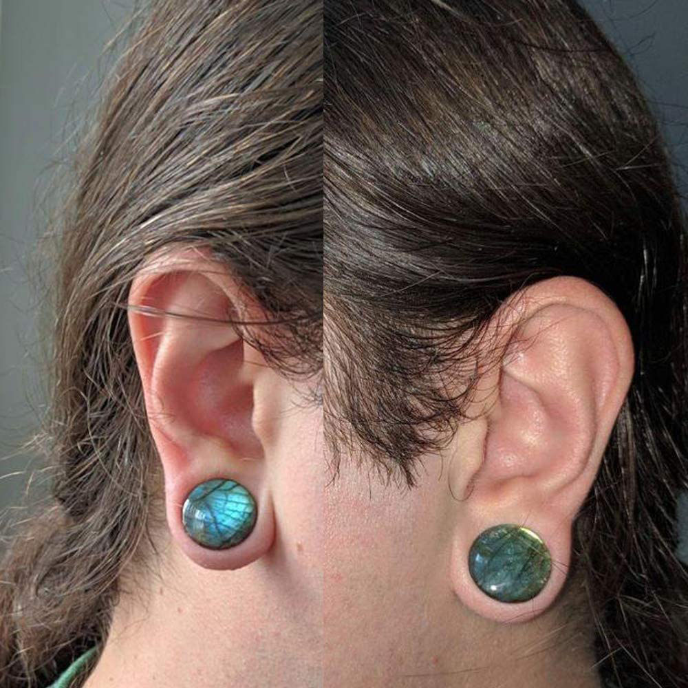 WKOUD 래브라도 라이트 스톤 귀 살 터널 플러그,  - Body Jewelry Gauges 리뷰 및 가격