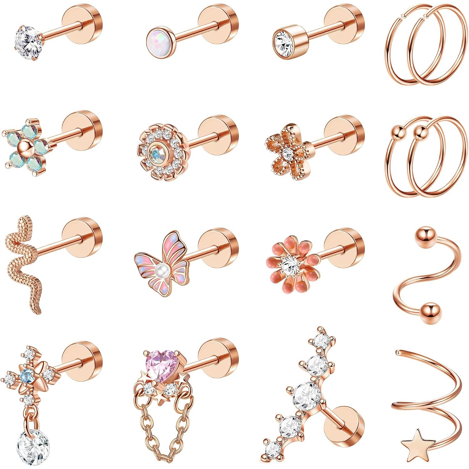 ORAZIO 18PCS 연골 스터드 귀걸이 여성용 저자 - Body Jewelry For Sensitive Skin 리뷰 및 가격
