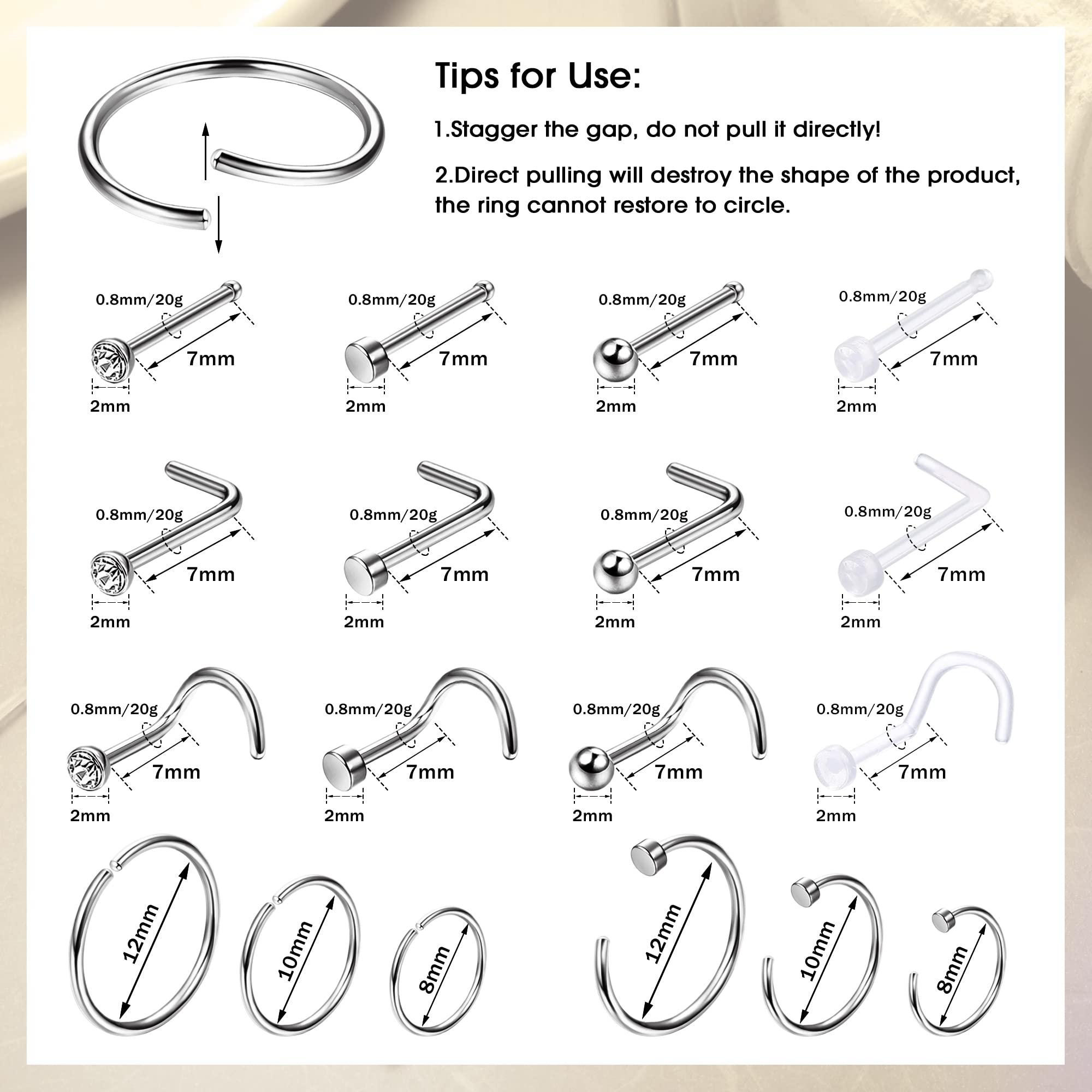 1PCS 민감한 피부를위한 저자 극성 코 링 스터드 여 - Body Jewelry For Sensitive Skin 리뷰 및 가격