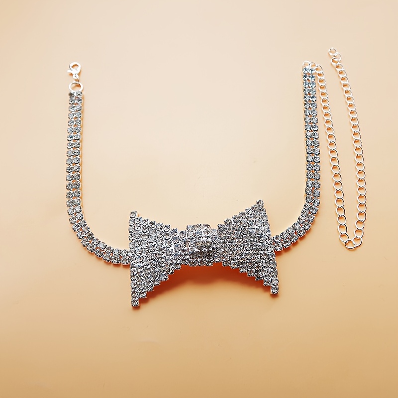 절묘한 우아한 라인석 활 넥 체인, 패션 넥타이 넥 체 - Body Jewelry Rhinestone 리뷰 및 가격