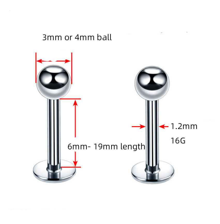 2 조각 316L 외과 강철 혀 Labret 뺨 딤플  - Body Jewelry Gauges 리뷰 및 가격