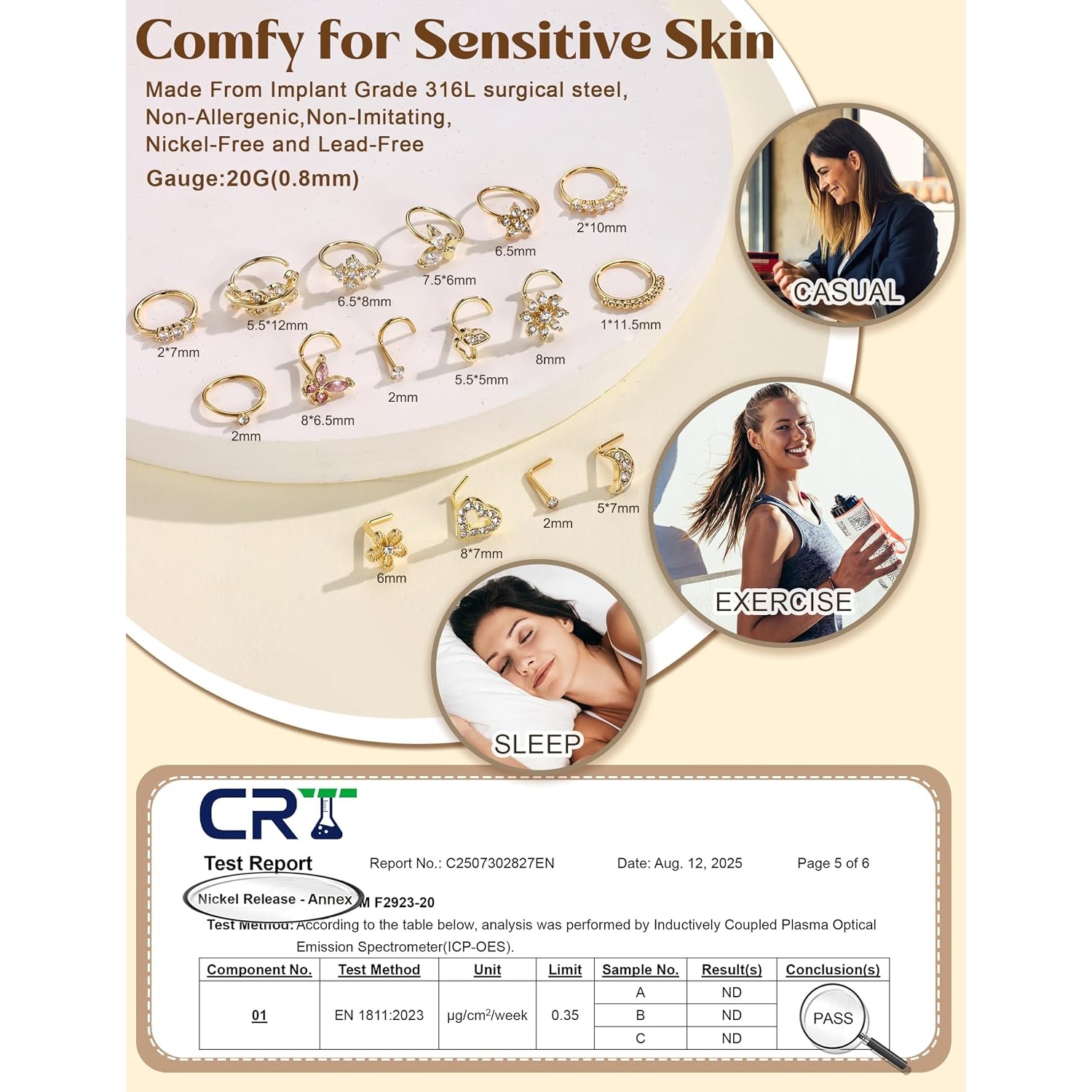 FASACCO 여성용 코 피어싱 1개입, 저자극성 수술 - Body Jewelry For Sensitive Skin 리뷰 및 가격