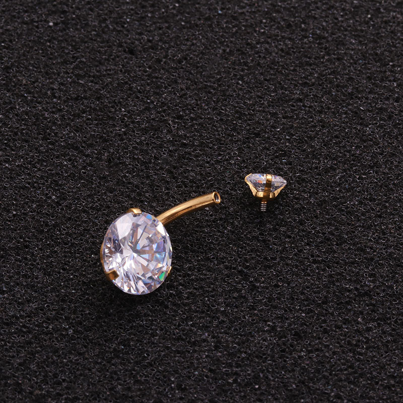 14G 배꼽 링 수술용 스테인리스 스틸 라운드 큐빅 지 - Body Jewelry For Sensitive Skin 리뷰 및 가격