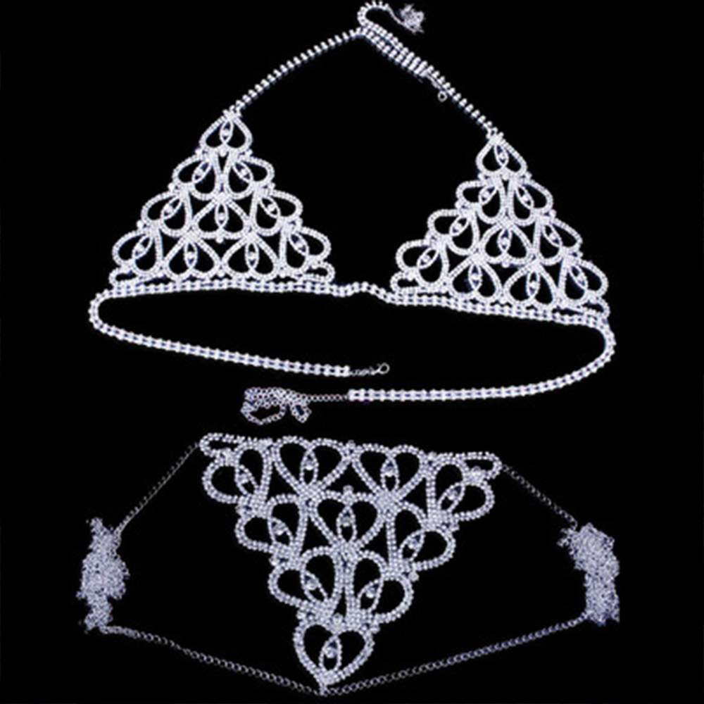 패션 라인 석 하트 브래지어 끈 팬티 세트 비키니 커버 - Body Jewelry Rhinestone 리뷰 및 가격