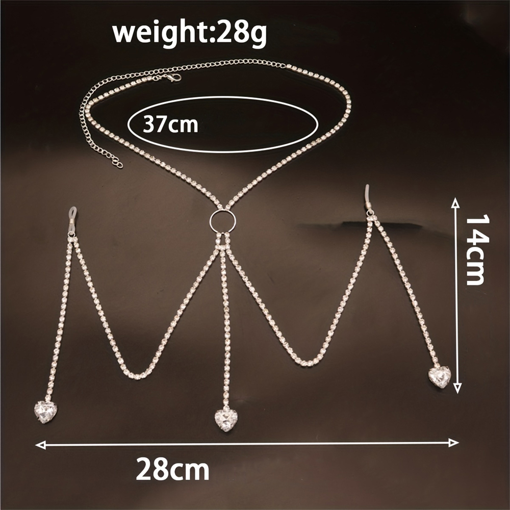 빛나는 라인스톤 물방울 하트 모양 바디 체인, 절묘한  - Body Jewelry Luxury 리뷰 및 가격