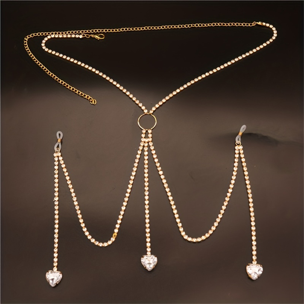 빛나는 라인스톤 물방울 하트 모양 바디 체인, 절묘한  - Body Jewelry Luxury 리뷰 및 가격
