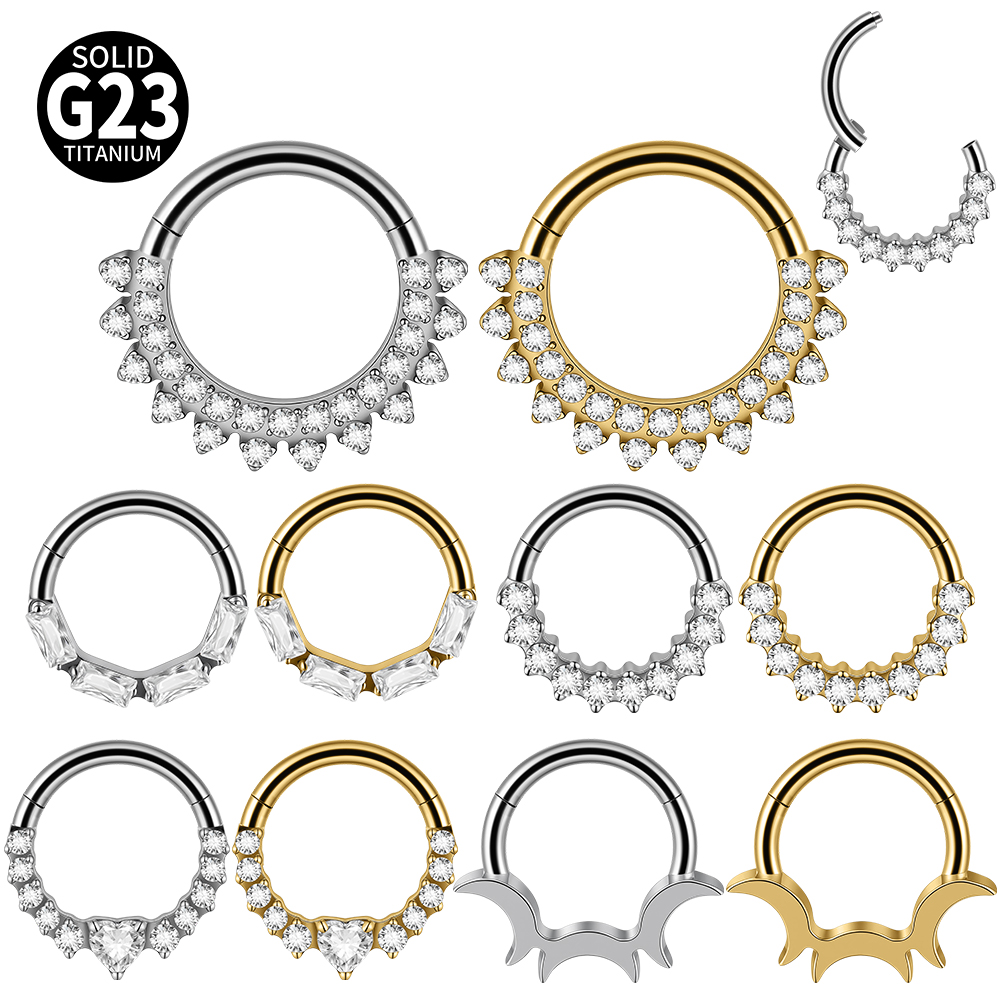 티타늄 혼합 스타일 셉텀 링 16G CZ 힌지드 세그먼 - Septum Clicker Ring 리뷰 및 가격