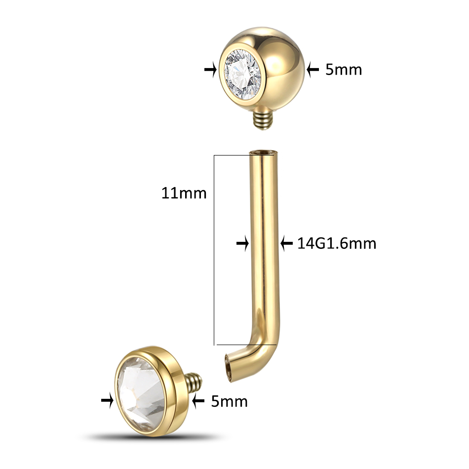 1PC G23 티타늄 크리스티나 수직 후드 피어싱 골드 - Body Jewelry Vch 리뷰 및 가격