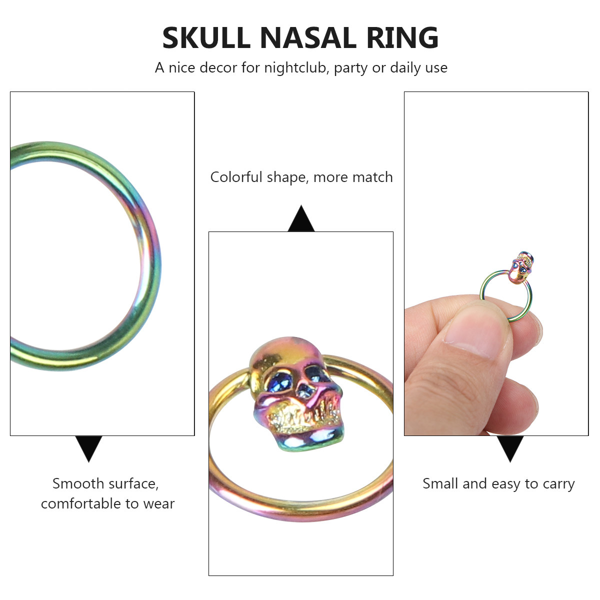 1개입 해골 모양 코 피어싱 링, 알레르기 방지 스테인 - Body Jewelry Ideas 리뷰 및 가격