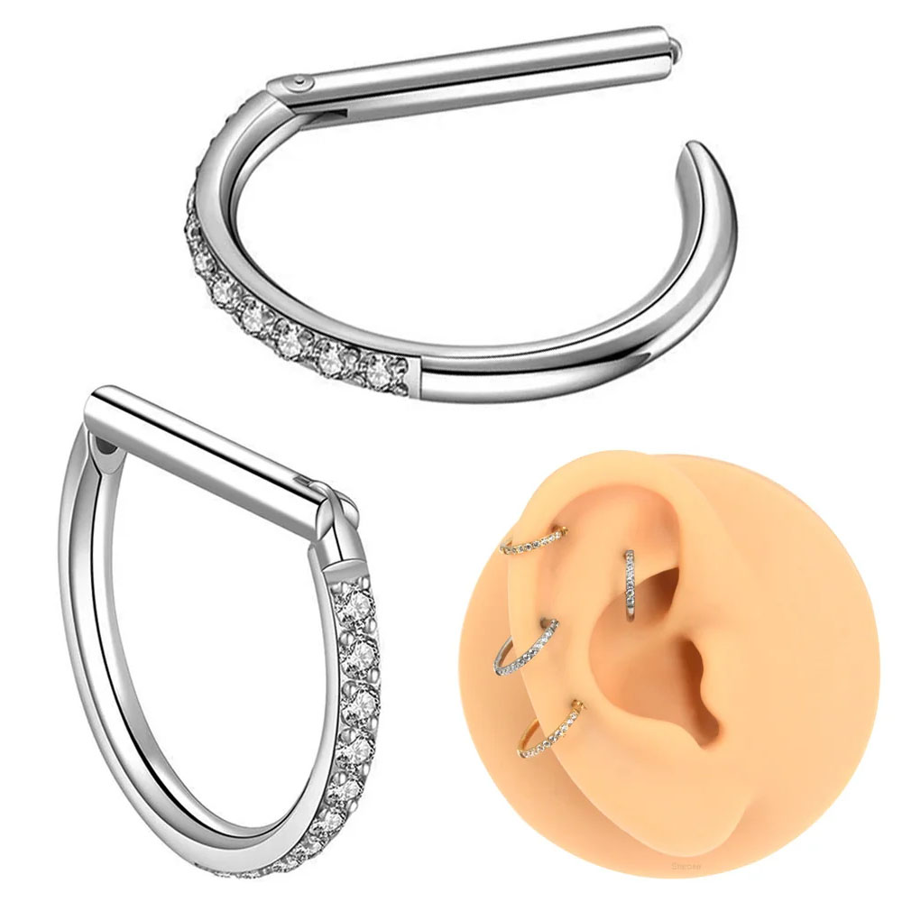 1PC D 모양 G23 솔리드 티타늄 연골 세그먼트 링 - Septum Clicker Ring 리뷰 및 가격