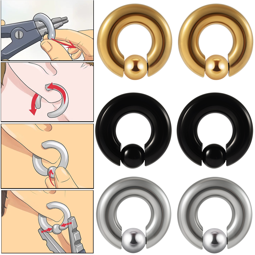 1PC 스테인레스 스틸 대형 포로 비드 링 빅 게이지  - Body Jewelry Gauges 리뷰 및 가격