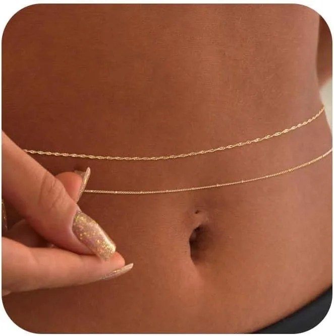 14k 금도금 26-33인치 조절 가능한 허리 비즈 체 - Body Jewelry Women 리뷰 및 가격