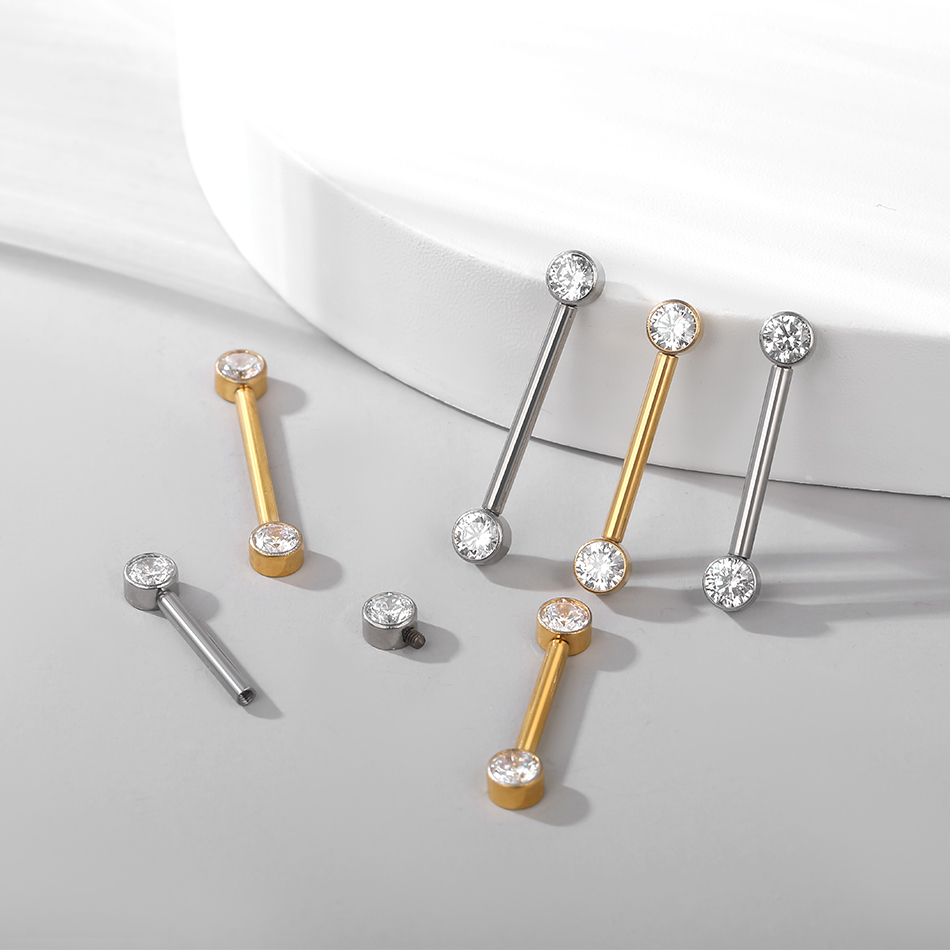 임플란트 등급 티타늄 피어싱 젖꼭지 바벨, CZ 세트, - Body Jewelry Implant Grade 리뷰 및 가격